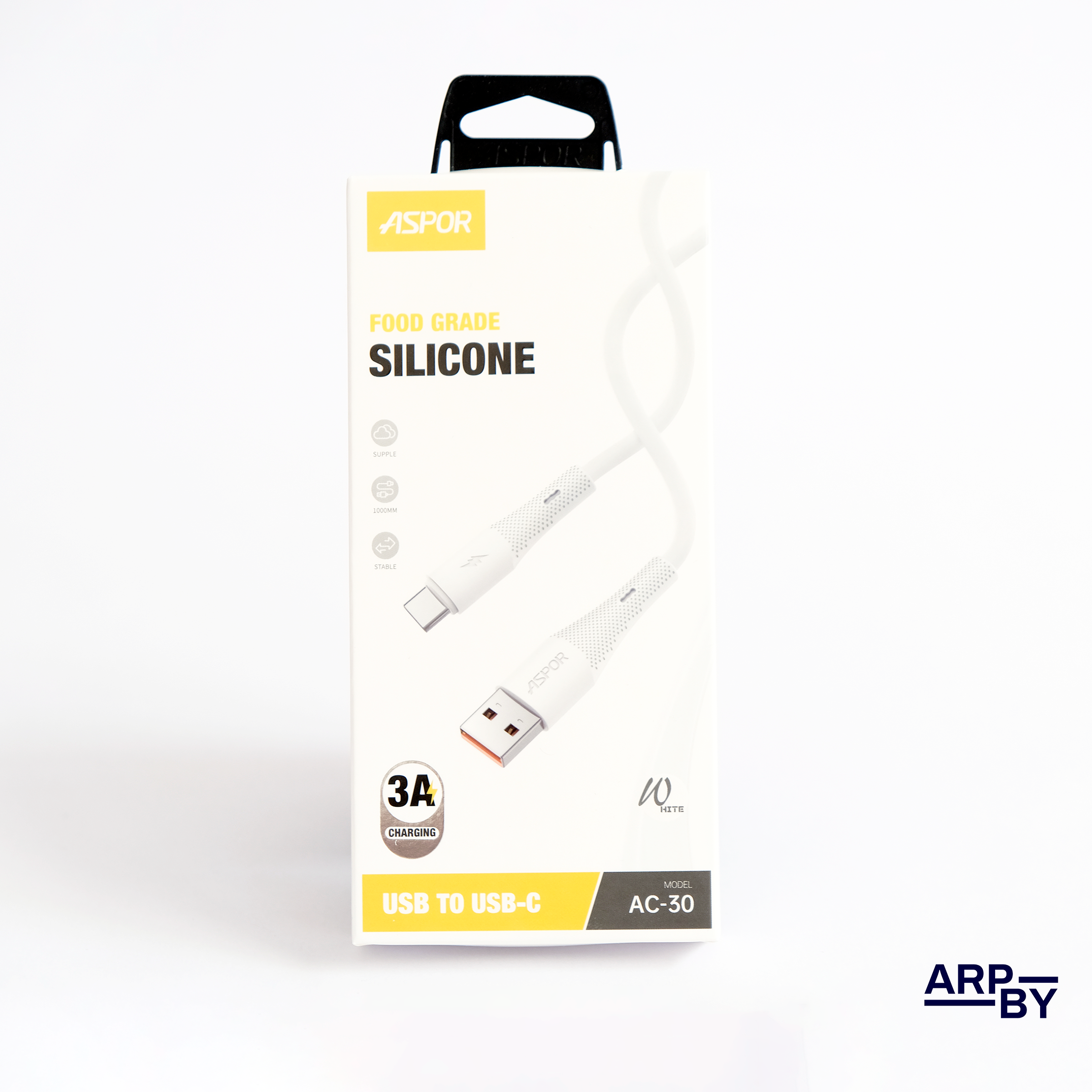 Cabo carreg. rapido 3A AC30 USB-A p USB-C Branco Cabo carreg. rapido 3A AC30 USB-A p USB-C Branco